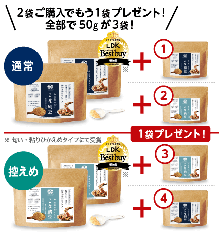 こな納豆50g｜2袋ご購入で1袋プレゼント！