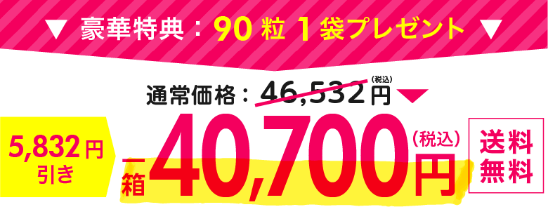 豪華特典：90粒１袋プレゼント