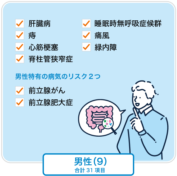 リスク分析対象の病気（男性）